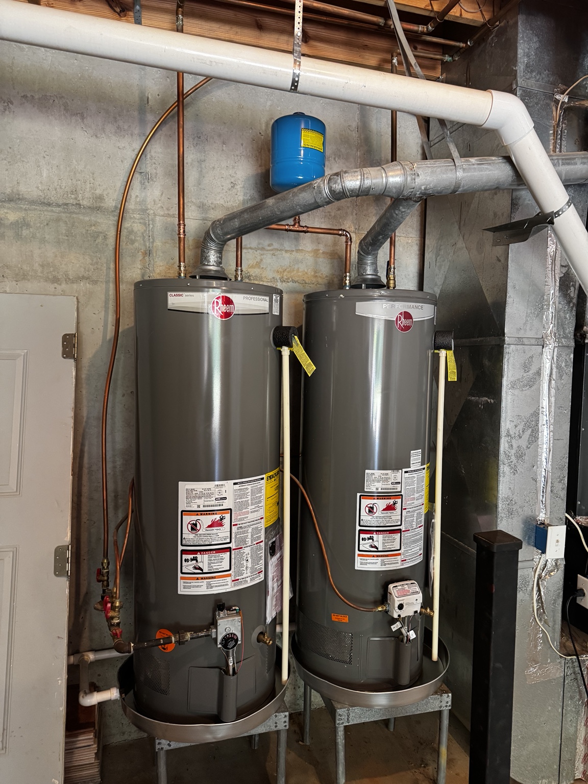 Dual water heater installation completed by ER Plumbing